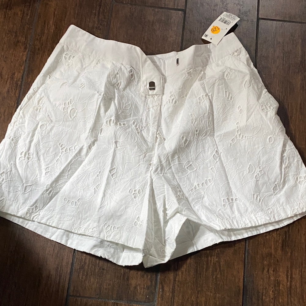French Connection High Waist White Lace Shorts